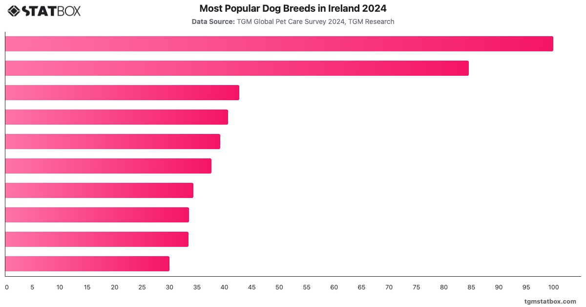 Most Popular Dog Breeds in Ireland 2024|Chart|TGM StatBox